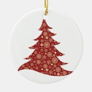 Snowflakes Christmas Tree Ceramic Ornament
