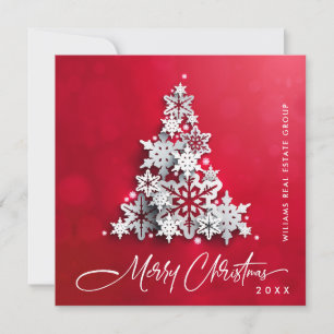 Snowflakes Christmas Tree Corporate Greeting Holiday Card