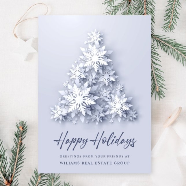 Snowflakes Christmas Tree Corporate Greeting Holiday Card (Creator Uploaded)