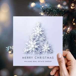 Snowflakes Christmas Tree Corporate Greeting Holiday Card