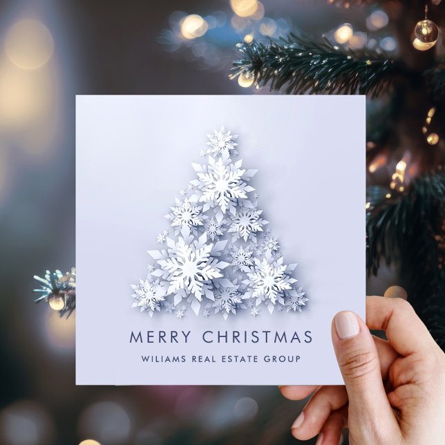 Snowflakes Christmas Tree Corporate Greeting Holiday Card (Creator Uploaded)