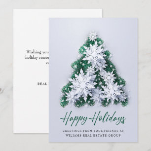 Snowflakes Christmas Tree Corporate Greeting Holiday Card
