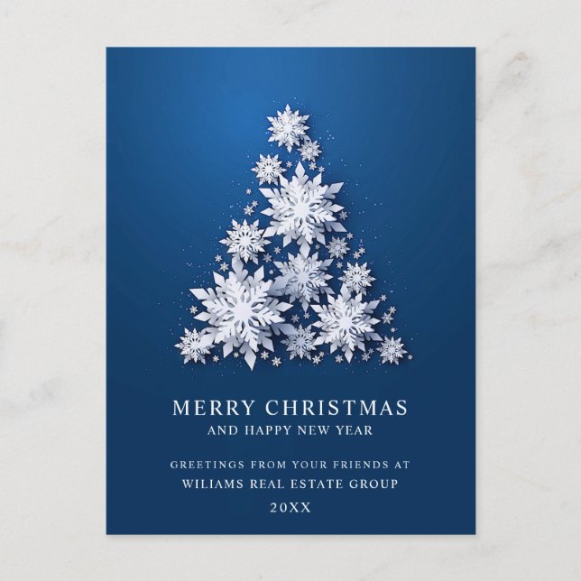 Snowflakes Christmas Tree Corporate Greeting Postcard (Front)