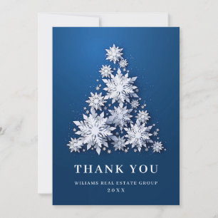 Snowflakes Christmas Tree Corporate Holiday Thank You Card
