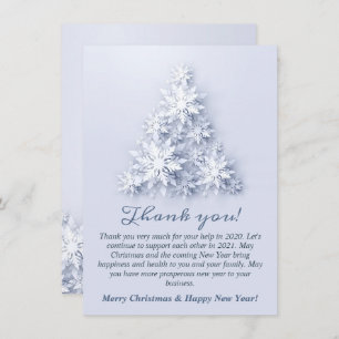 Snowflakes Christmas Tree Corporate Holiday Thank You Card