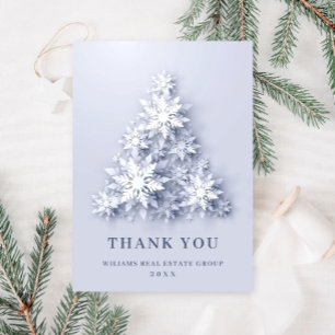 Snowflakes Christmas Tree Corporate Holiday Thank You Card