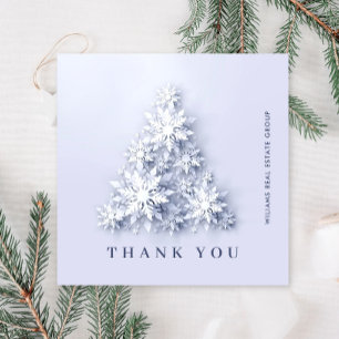 Snowflakes Christmas Tree Corporate Holiday Thank You Card