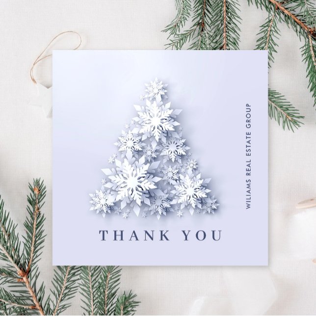 Snowflakes Christmas Tree Corporate Holiday Thank You Card (Creator Uploaded)