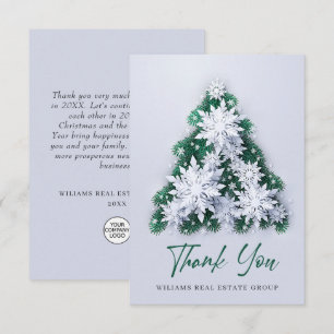 Snowflakes Christmas Tree Corporate Holiday Thank You Card