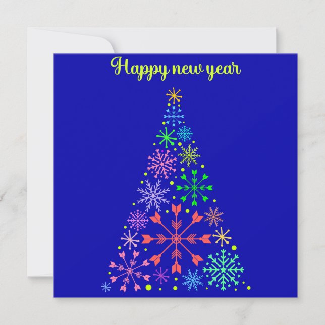Snowflakes Christmas Tree Happy New Postal Card (Front)