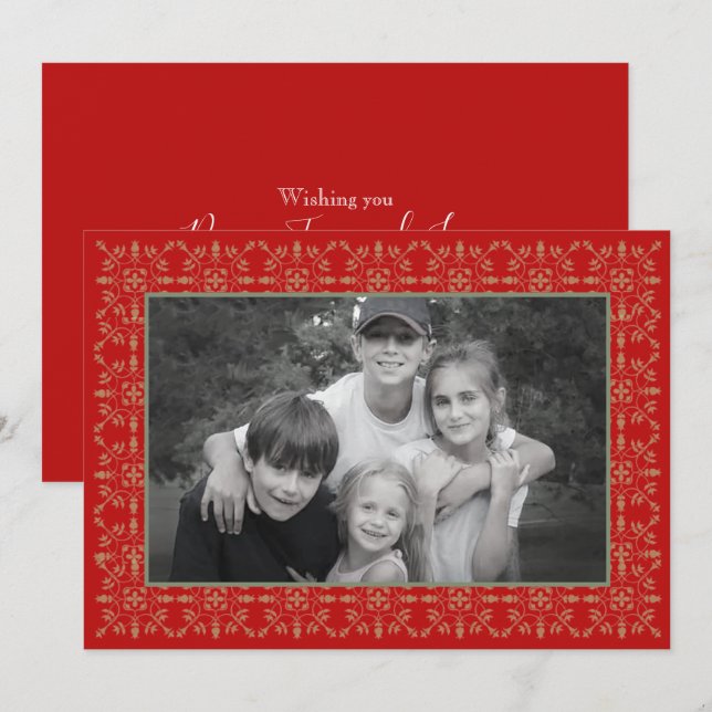 Snowflakes Classic Christmas Photo Card 1 Photo (Front/Back)