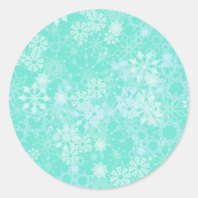snowflakes classic round sticker (Front)