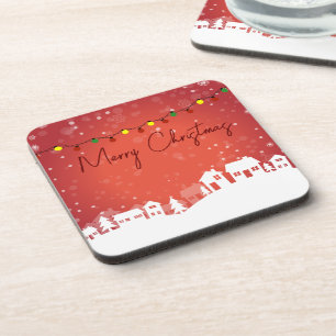 Snowflakes covered the Christmas Houses Coaster