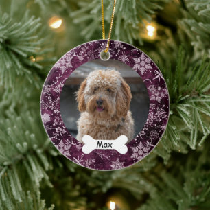 Snowflakes Custom Pet Puppy Dog Photo Ceramic Ornament