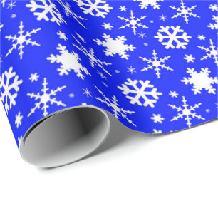 Snowflakes Dark Blue Wrapping Paper