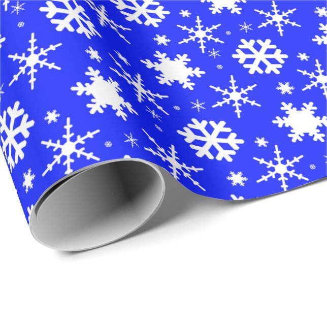 Snowflakes Dark Blue Wrapping Paper (Roll Corner)