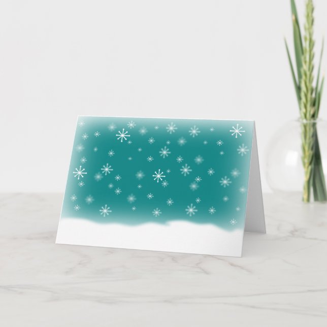 SNOWFLAKES DESIGN TEAL HOLIDAY CARD (Front)