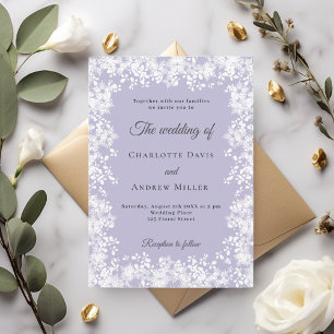 Snowflakes dusty lavender winter wedding invitation
