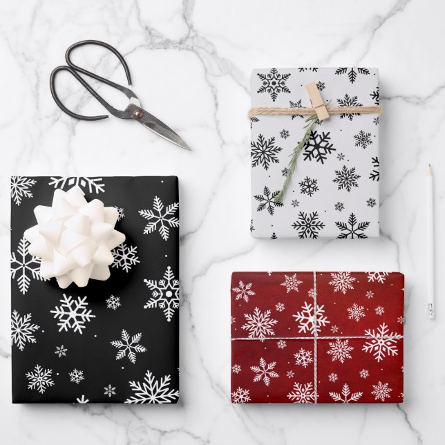 Snowflakes elegant christmas winter holiday wrappi wrapping paper sheet (Front)