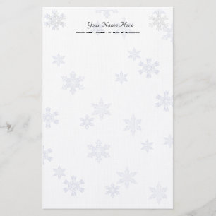 Snowflakes Elegant White Stationery Linen Paper