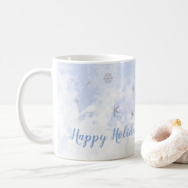 Snowflakes faux metal on baby blue colour Your Tex Coffee Mug (With Donut)