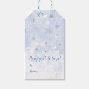 Snowflakes faux metal on baby blue colour Your Tex Gift Tags