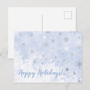 Snowflakes faux metal on baby blue colour Your Tex Postcard