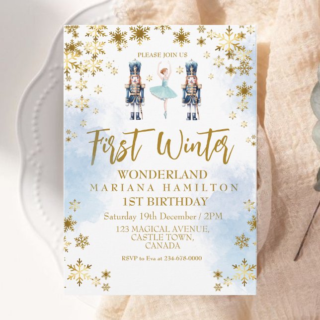 Snowflakes First Winter Wonderland 1st Birthday  Invitation (Creator Uploaded)