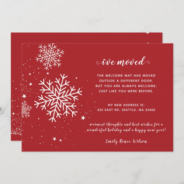 Snowflakes Flurries Holiday Moving Announcement (Front/Back)