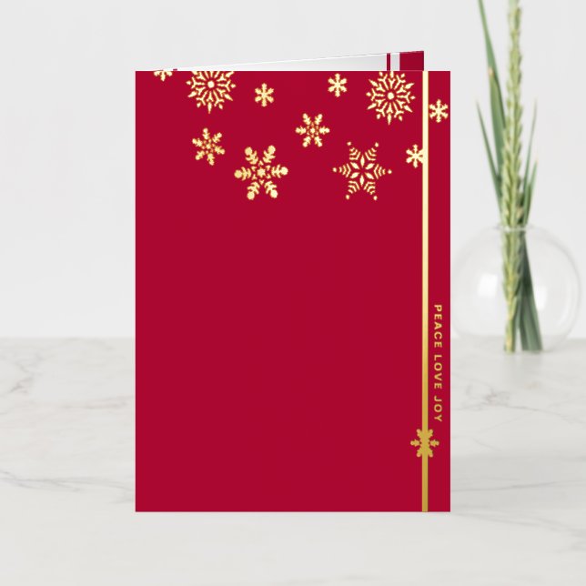 Snowflakes Folded Foil Red Holiday Card (Front)