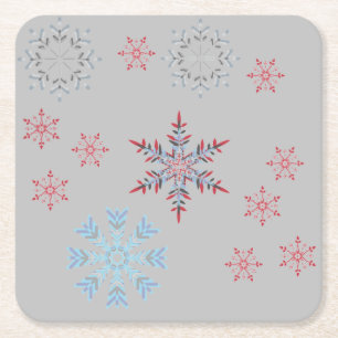 Snowflakes for Christmas 2022 cute Square Paper Coaster