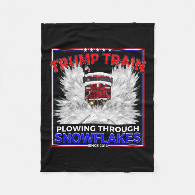 Snowflakes For President Trump! Maga Trump Train 2 Fleece Blanket (Front)