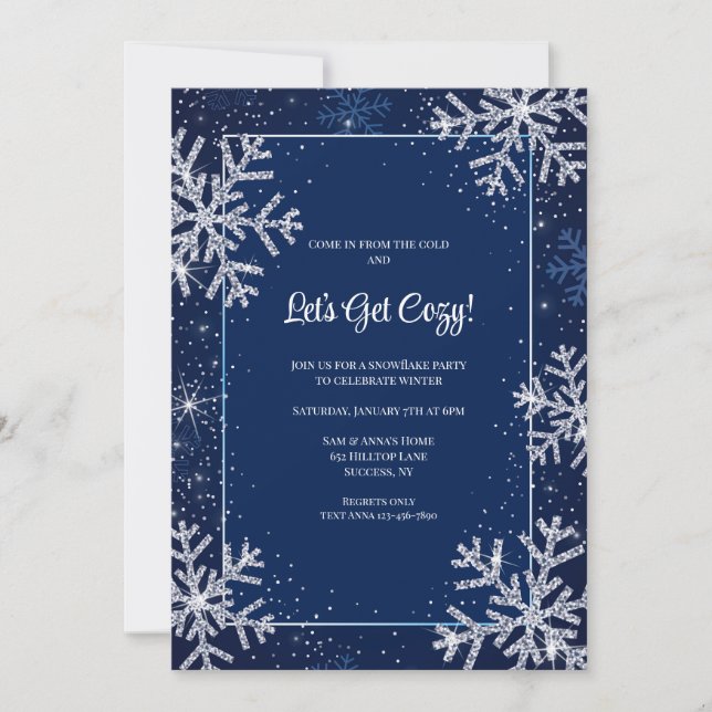 Snowflakes Frame Invitation (Front)