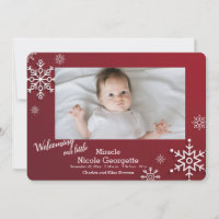 Snowflakes Frame Photo Birth Announcement
