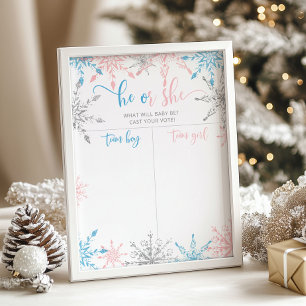 Snowflakes Gender reveal Boy or Girl chart