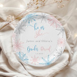 Snowflakes gender reveal he or she paper plate<br><div class="desc">Snowflakes gender reveal he or she Paper Plates
Matching items are available.</div>
