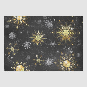 Snowflakes Gold Black Christmas Gift Tissue Paper
