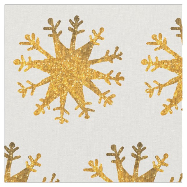 Snowflakes Gold Fabric (Close Up)