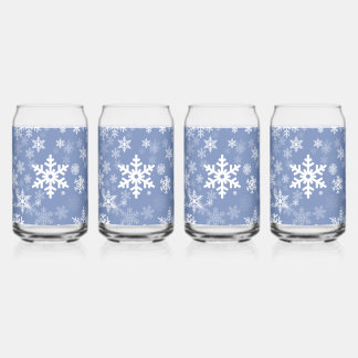 Snowflakes Graphic Customise Colour Background on Can Glass