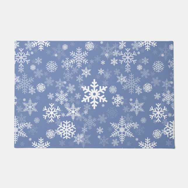 Snowflakes Graphic Customise Colour Background on  Doormat (Front)