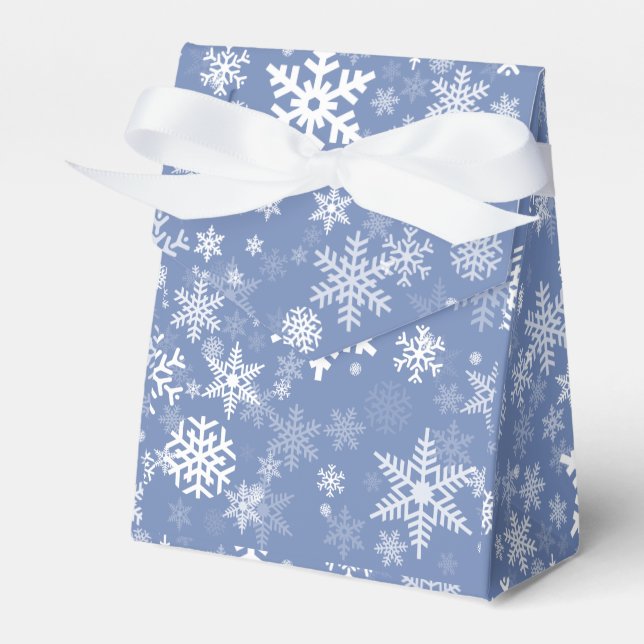 Snowflakes Graphic Customise Colour Background on  Favour Box (Front Side)