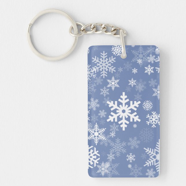 Snowflakes Graphic Customise Colour Background on  Key Ring (Front)
