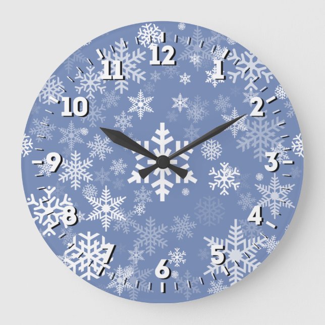 Snowflakes Graphic Customise Colour Background on Large Clock (Front)