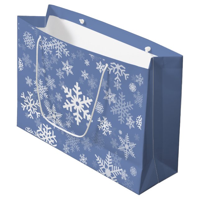 Snowflakes Graphic Customise Colour Background on Large Gift Bag (Front Angled)