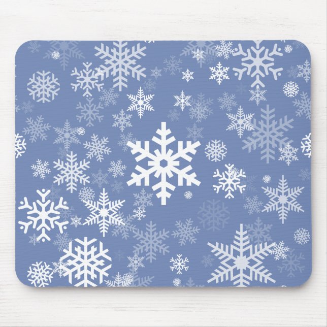 Snowflakes Graphic Customise Colour Background on Mouse Pad (Front)