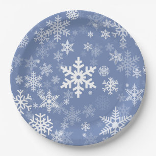 Snowflakes Graphic Customise Colour Background on Paper Plate