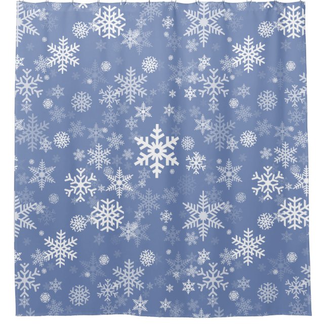 Snowflakes Graphic Customise Colour Background on Shower Curtain (Front)