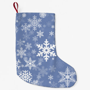 Snowflakes Graphic Customise Colour Background on  Small Christmas Stocking