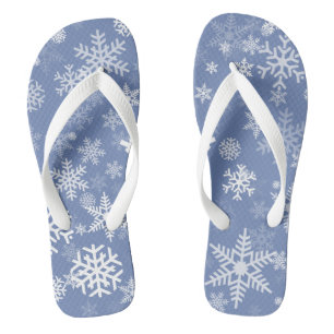 Snowflakes Graphic Customise Colour Background on  Thongs