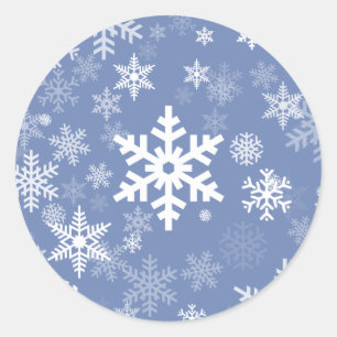 Snowflakes Graphic Customize Color Background on a Classic Round Sticker